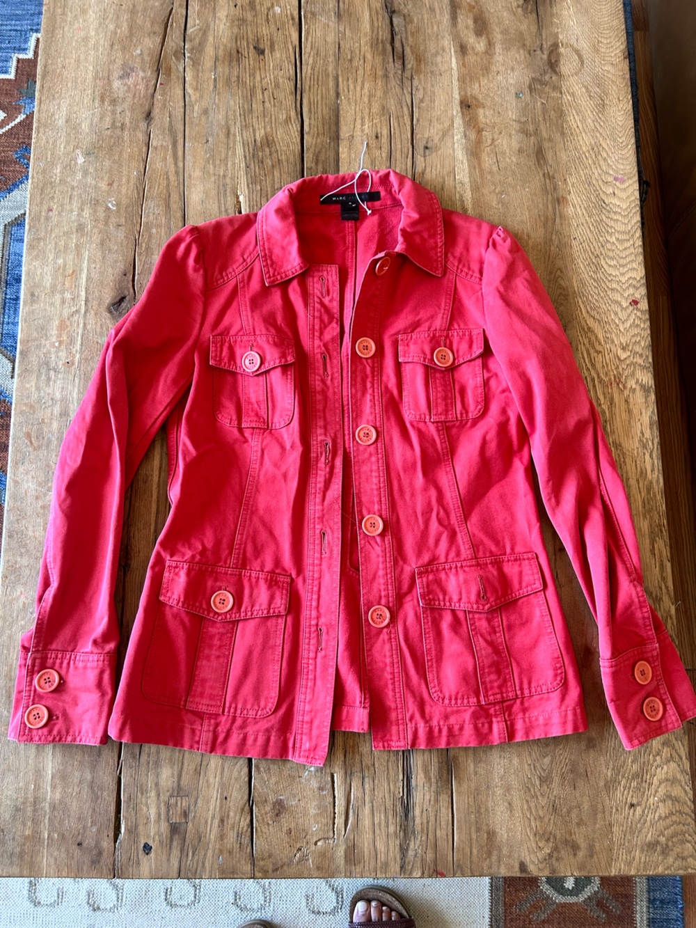 Y2K VTG Marc Jacobs red 100% cotton Pink cargo Button-Front Jacket